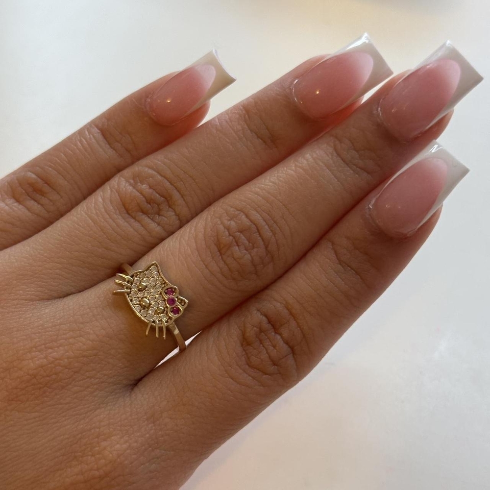 Gold and Pink Cat-Themed Ring